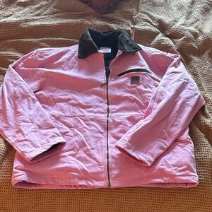Pink vintage barn Jacket with Brown Collar